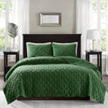 3 Piece Velvet Quilt Set Green Full Queen Full Green Cotton
