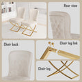 Dining Chair Set Of 4, Beige Velvet Backrest And Golden Metal Legs.For Modern Kitchen Dining Room Chair For Kitchen Living Modern Decorative Leisure Chairs.Office Chairs Y 2009 Beige Foam Velvet