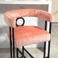 Coolmore Bar Stools Set Of 2, Modern Bar Stool With Back, Black Metal Frames, Upholstered Bar Stools For Kitchen Island, Pub, Club Pink Chenille Pink Dining Room Foam Chenille