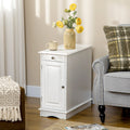 Homcom Side Table With Flip Top, Accent End Table With Storage Drawer For Living Room, White White Mdf