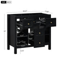 36'' Bathroom Vanity Without Sink, Solid Wood Frame Bathroom Storage Cabinet, Freestanding Vanity With 5 Drawers& Soft Closing Doors Not Include Basin Sink Black Bathroom Solid Wood Mdf