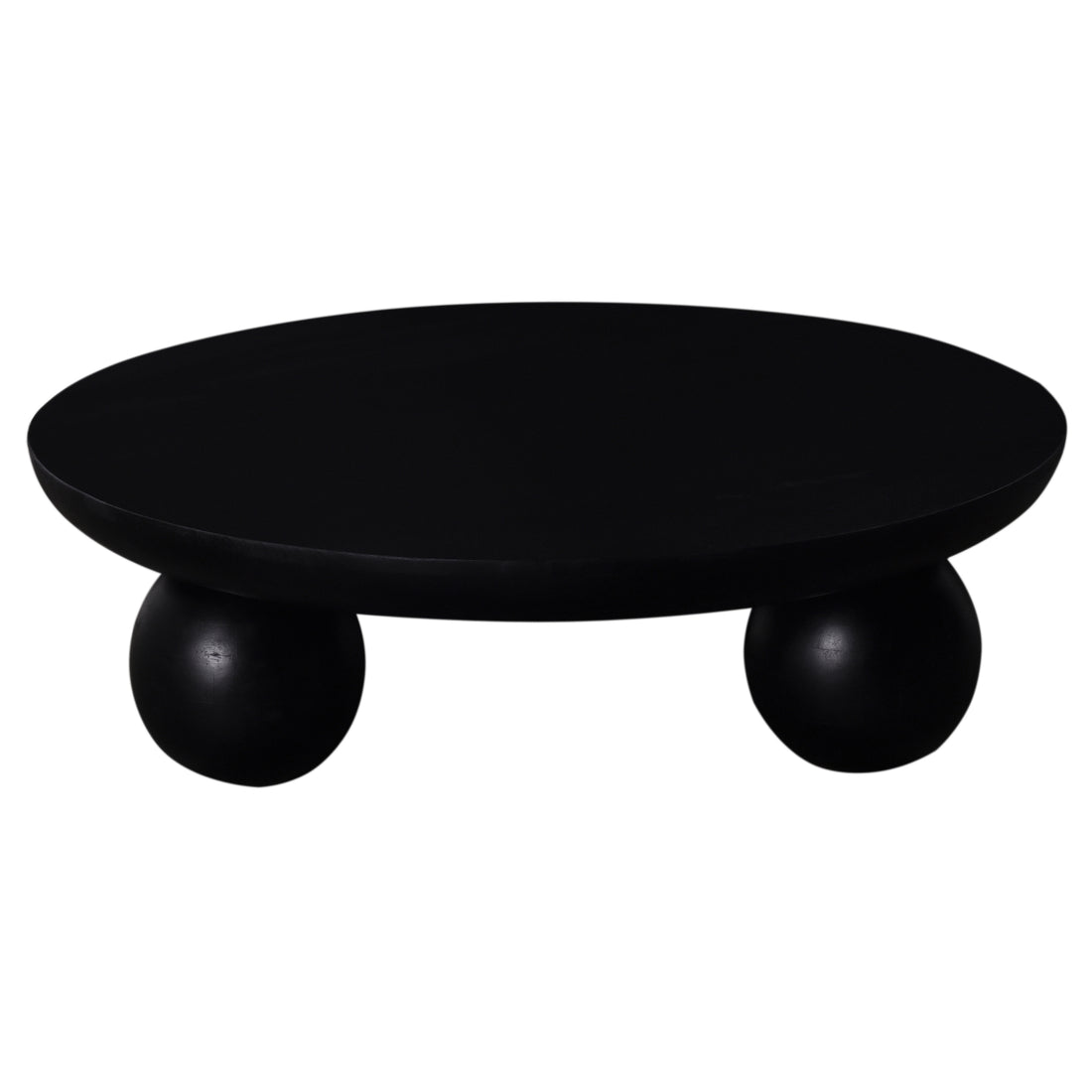 35 In. Solid Wood Round Coffee Table, Modern Accent Table For Living Room, Black Black Primary Living Space Industrial Freestanding Mango Coffee & End Tables Round Wood