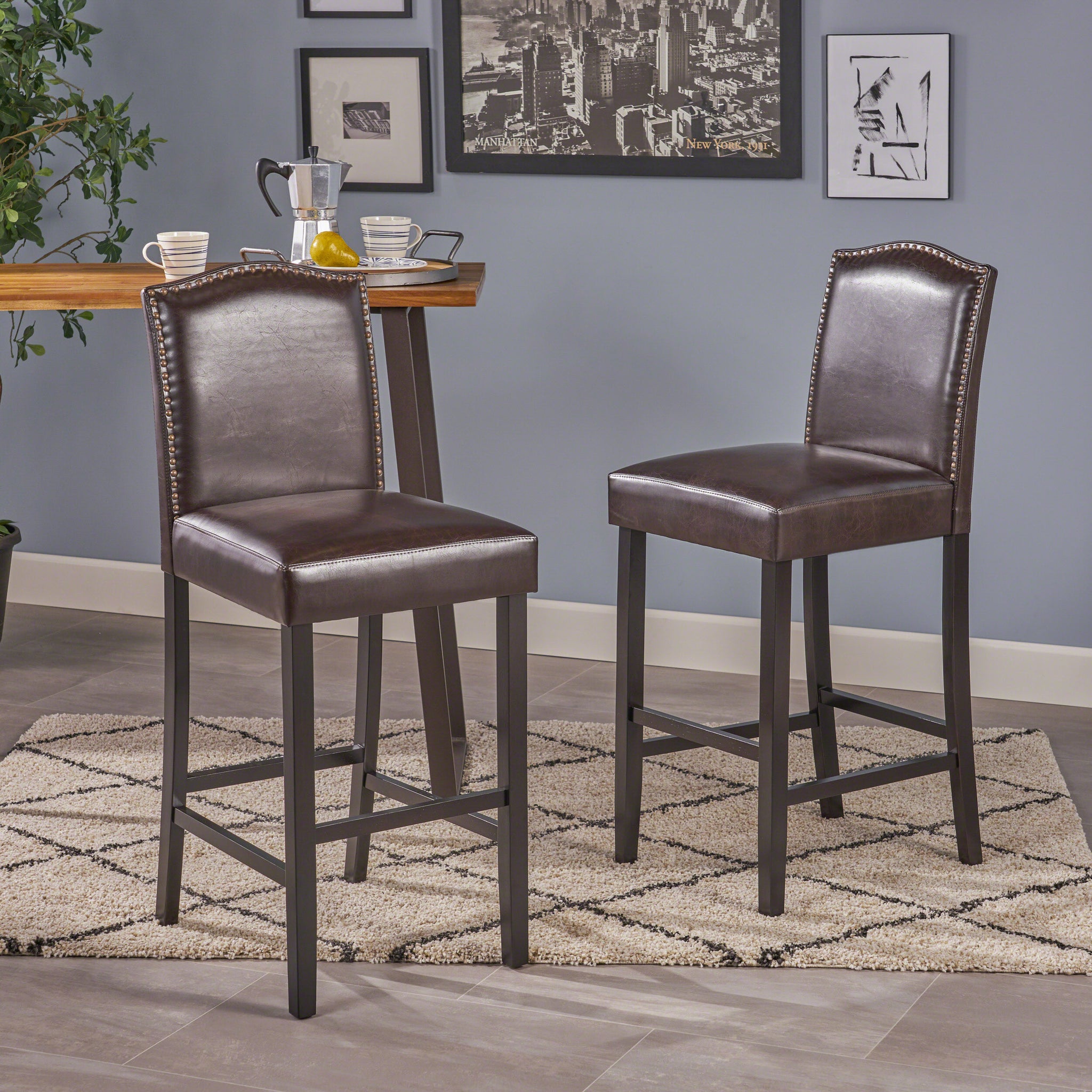 Markson Kd Barstool Set Of 2 Brown Cat Scratch Fabric