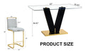 Table And Chair Set,Clear Tempered Glass And Black Legs Of The Table, Pu And Gold Legs Of The Chair Black Grey Seats 6 Tempered Glass