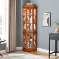 Corner Curio Cabinet With 5 Shelves And Lighting System, Oak E26 Light Bulb Not Included Oak Mdf