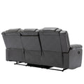 3 Seater Home Theater Recliner Manual Recliner Chair With Two Built In Cup Holders For Living Room,Bedroom, Grey Grey Foam Pu