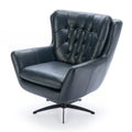 Calvin Midnight Blue Tufted Faux Leather Swivel Chair Blue Foam Faux Leather