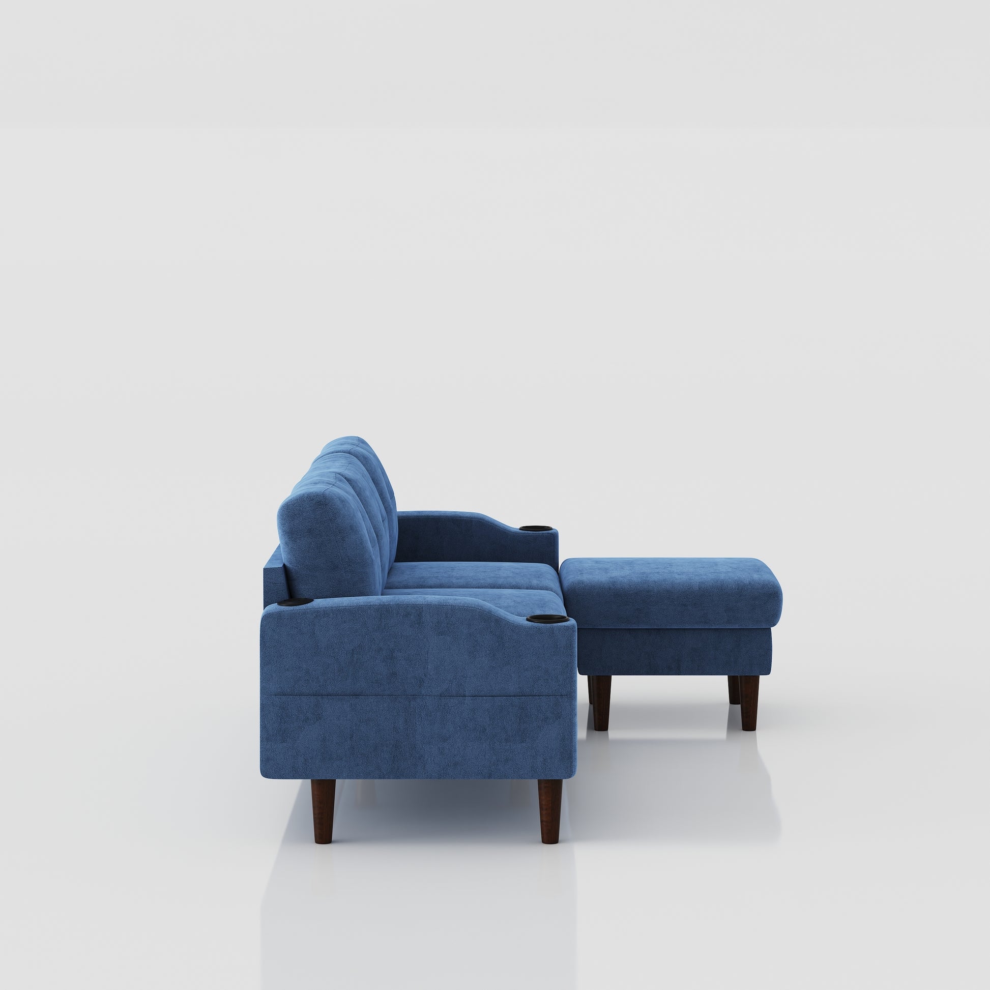 Convertible Combination Sofa Sofa L Shaped Sofa With Storage Cabinet Footstool, Living Room Navy Blue Sofa, Living Room Bedroom Office Small Space 3 Seater Combination Sofa Navy Blue Metal 3 Seat