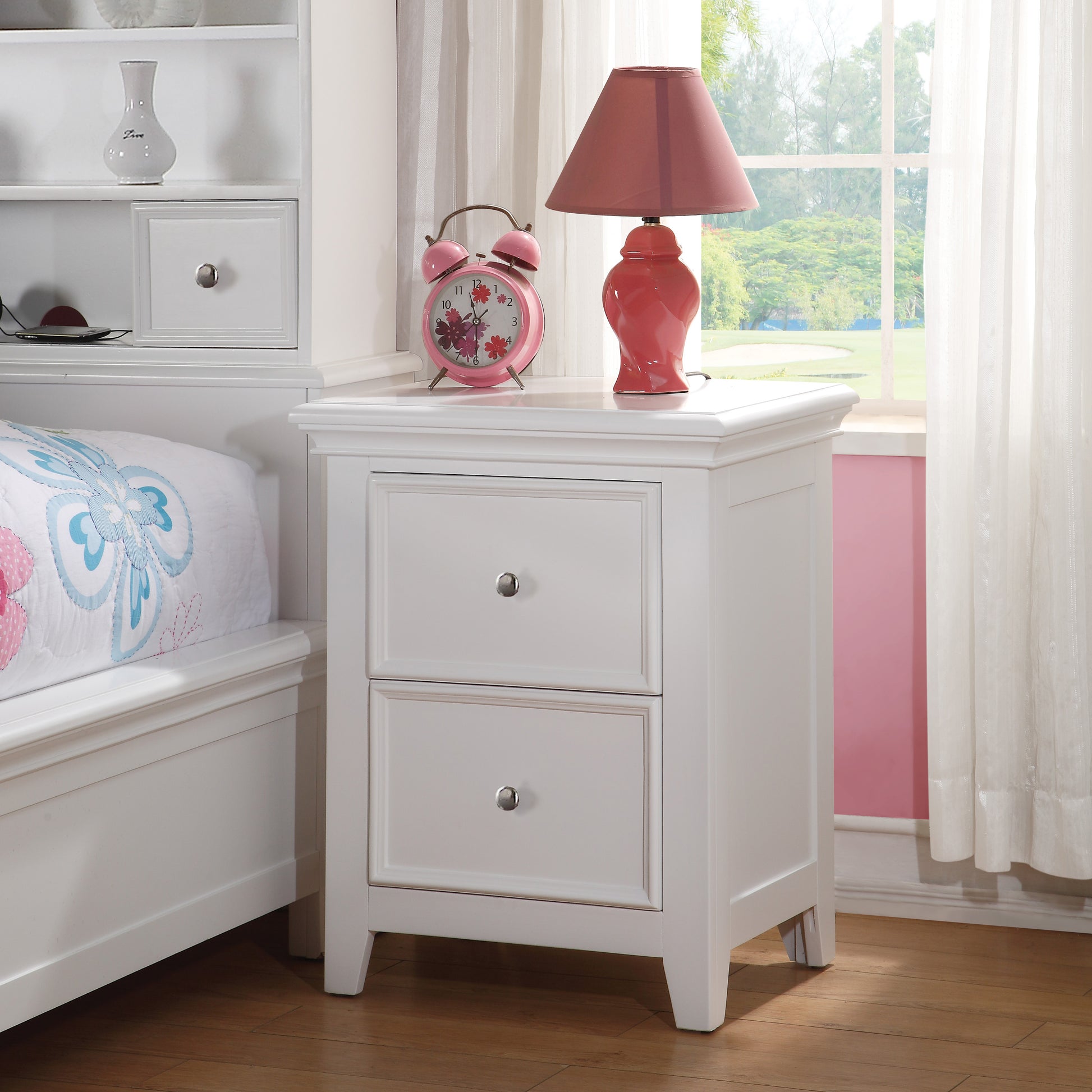 White 2 Drawer Nightstand White White 2 Drawers Bedroom Rectangle Transitional Pine Drawers White Wood