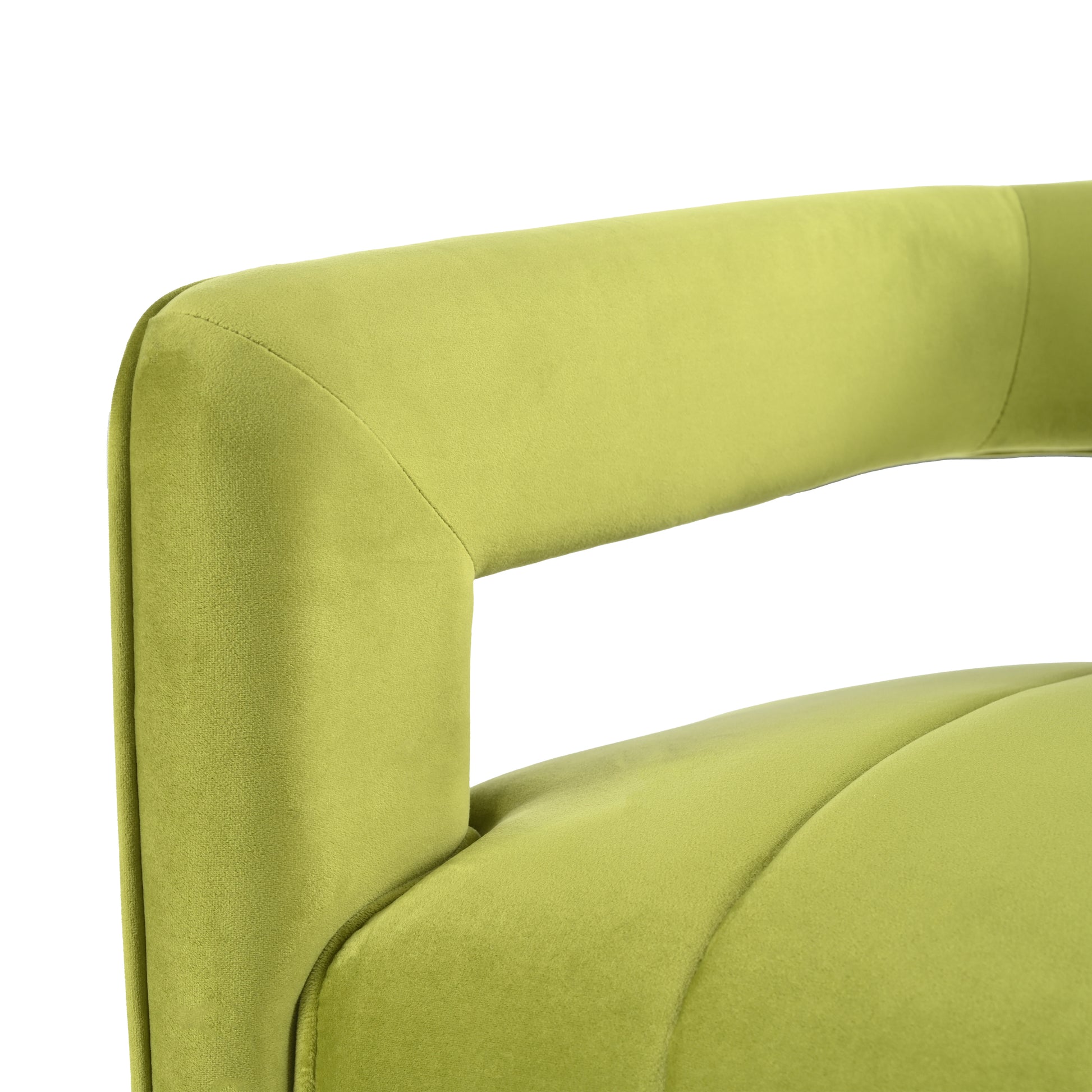 Modern Velvet Accent Chair With Ribbed Detail, Luxury Curved Fully Upholstered Accent Chair, Green No Assembly Needed Green Velvet