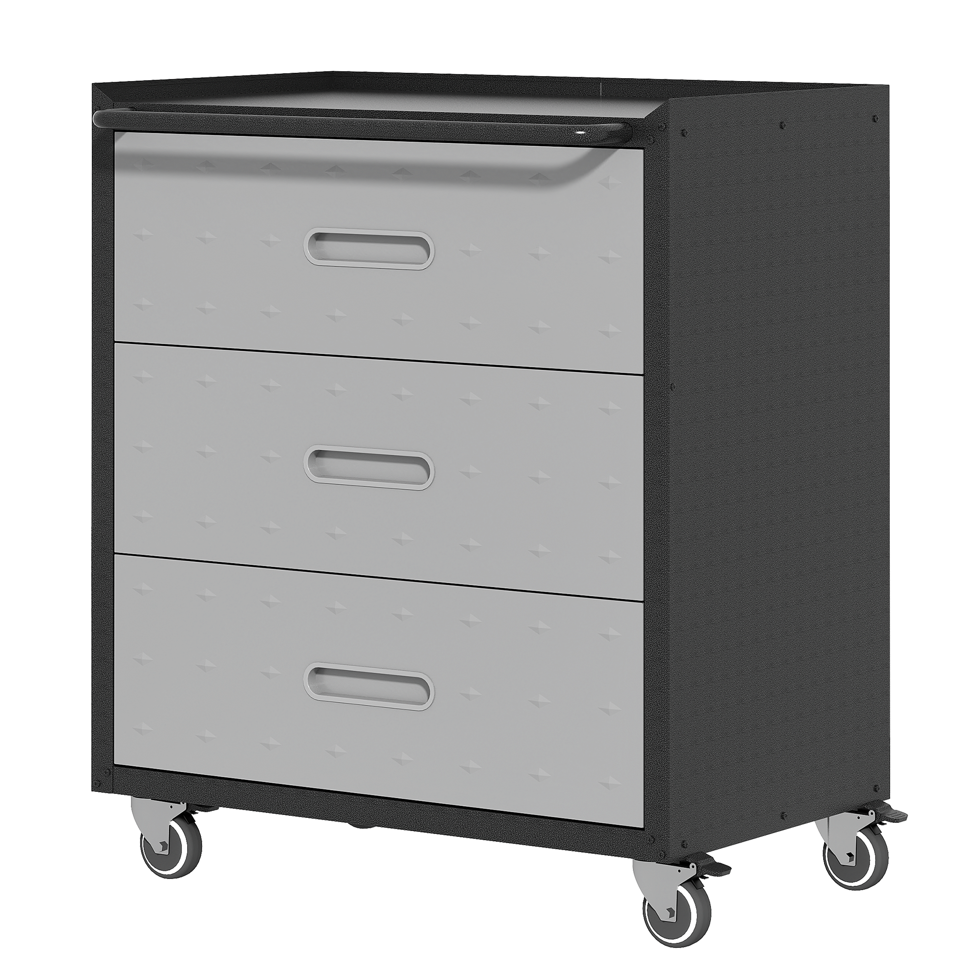 Heavy Duty Metal Storage Cabinet With Wheels 3 Drawer Tool Cabinet For Garage, Office, And Home Organizer Solutions, Black Gray Black Gray Steel