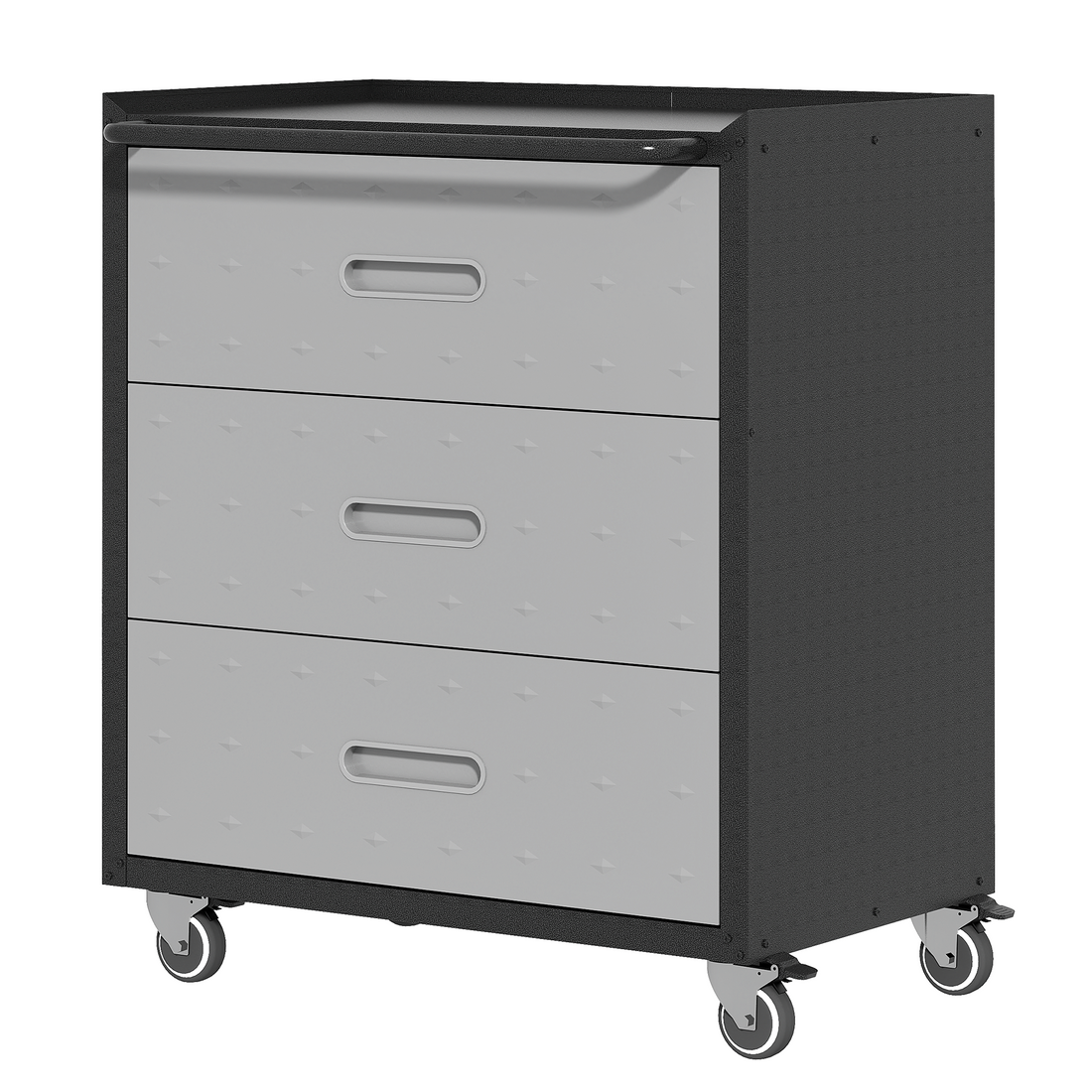 Heavy Duty Metal Storage Cabinet With Wheels 3 Drawer Tool Cabinet For Garage, Office, And Home Organizer Solutions, Black Gray Black Gray Steel