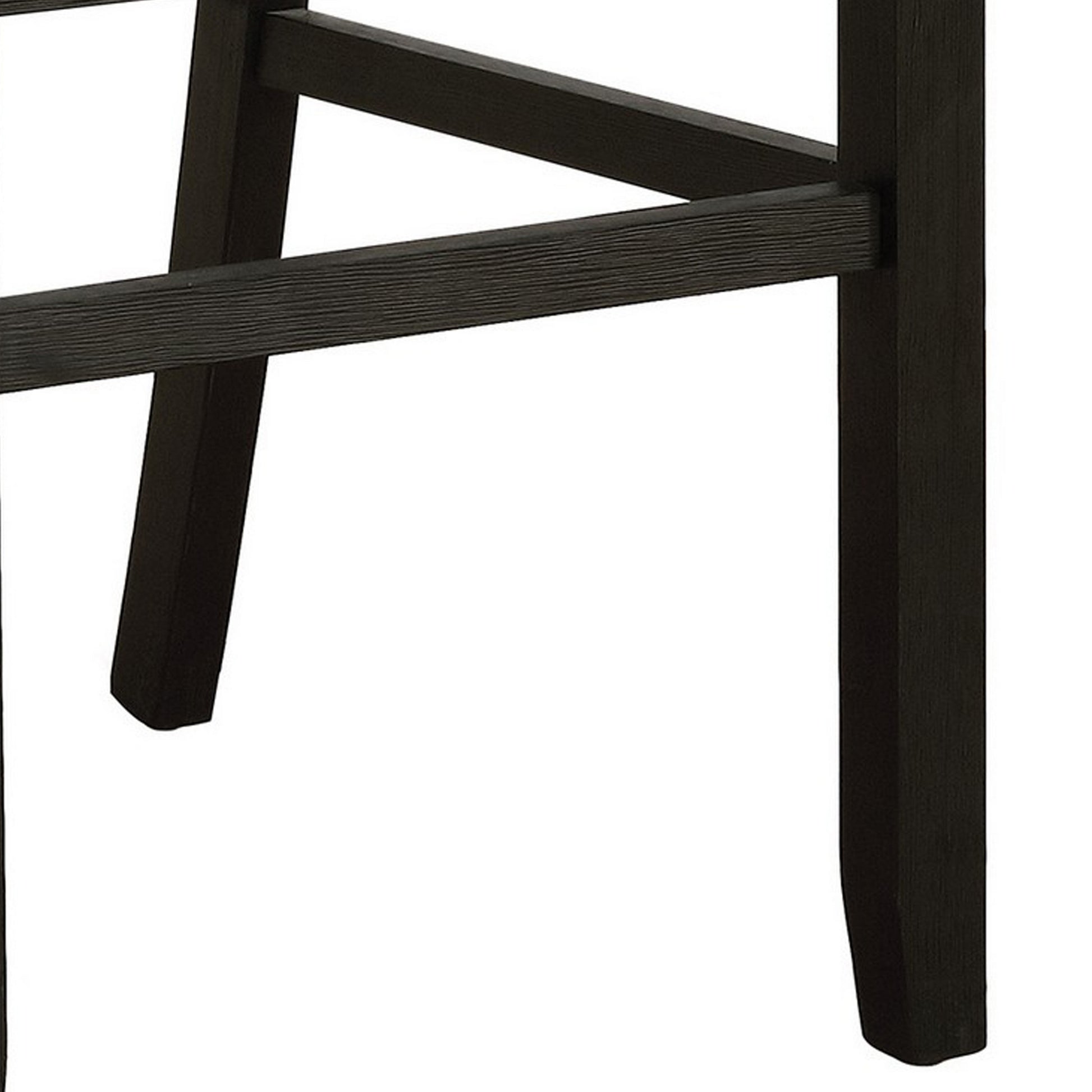 Lok 30 Inch Wood Barstool, Set Of 2, Trim, Padded Seating, Gray Gray Solid Wood