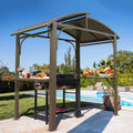 8X5Ft Arc Roof, Grill Canopy For Outdoor Grill W Double Galvanized Steel Roof And 2 Side Shelves, Bbq Gazebo Grill Tent For Patio Garden Backyard, Brown Brown Garden & Outdoor Uv Resistant Metal