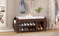 Retro Multifunctional Storage Bench With Cushion And Curved Side Panel For Entrance And Living Room Espresso Espresso Mdf