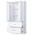 Tall Bathroom Storage Cabinet, Cabinet With Two Doors And Drawers, Adjustable Shelf, Mdf Board, White White Mdf