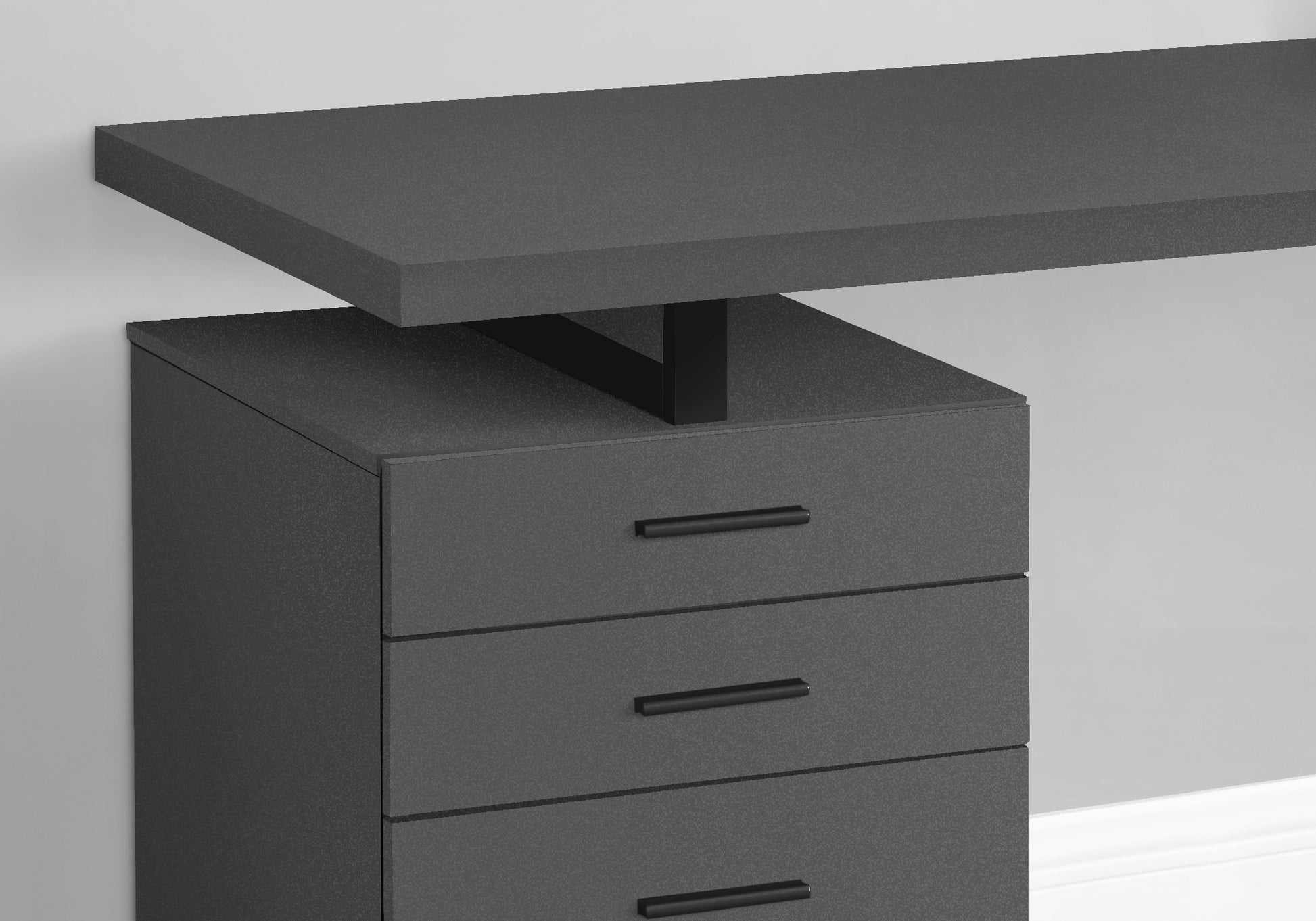 Computer Desk, Home Office, Laptop, Left, Right Set Up, Storage Drawers, 48"L, Work, Grey Laminate, Black Metal, Contemporary, Modern Grey Particle Board