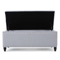 Storage Ottoman Light Grey Fabric