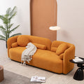Luxury Modern Couch For Living Room, Chenille Upholstered Comfy Couch For Apartment Home Office, 3 Seater Orange Brown Chenille Wood Primary Living Space Minimalist Eucalyptus Foam Fabric 3 Seat
