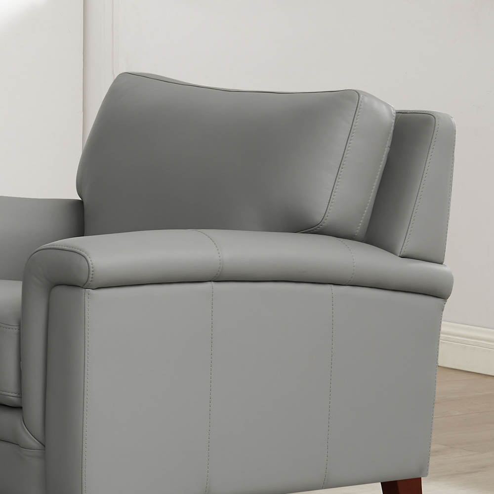 Westcott Leather Chair Silver Grey Memory Foam Genuine Leather