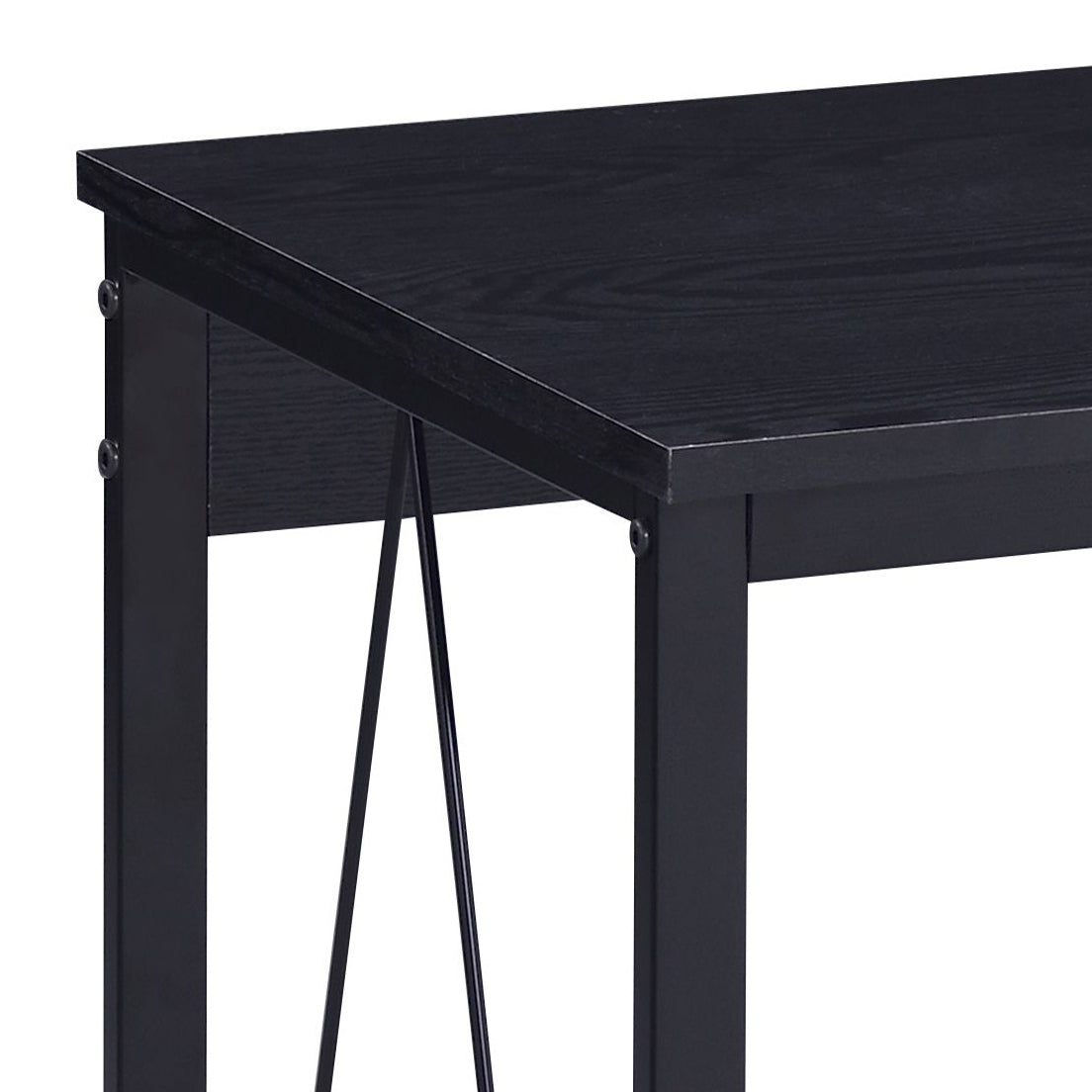 Black 35.5" Writing Desk With Metal Sled Base Black Writting Desk Office Industrial,Rustic Rectangular Wood Metal Sled