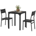 Homcom 3 Piece Dining Table Set For 2, Modern Kitchen Table And Chairs, Dining Room Set For Breakfast Nook, Small Space, Apartment, Space Saving, Black Black Mdf