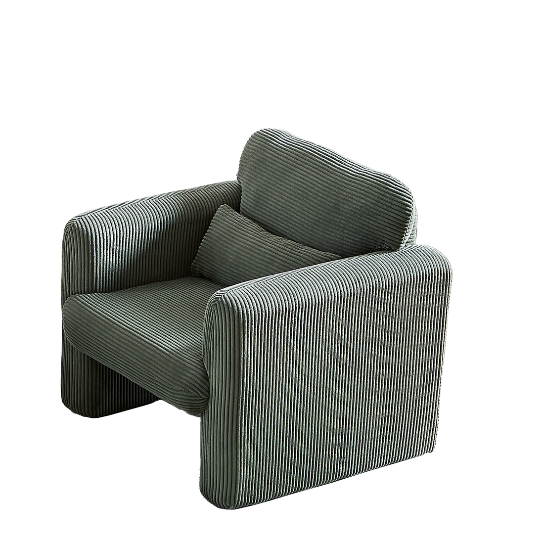 33"Corduroy Fabric Single Sofa, Modern Lounge Chairs Single Sofa With Support Pillow, For Apartment, Office, Living Room & Bedroom Army Green Foam Corduroy 1 Seat