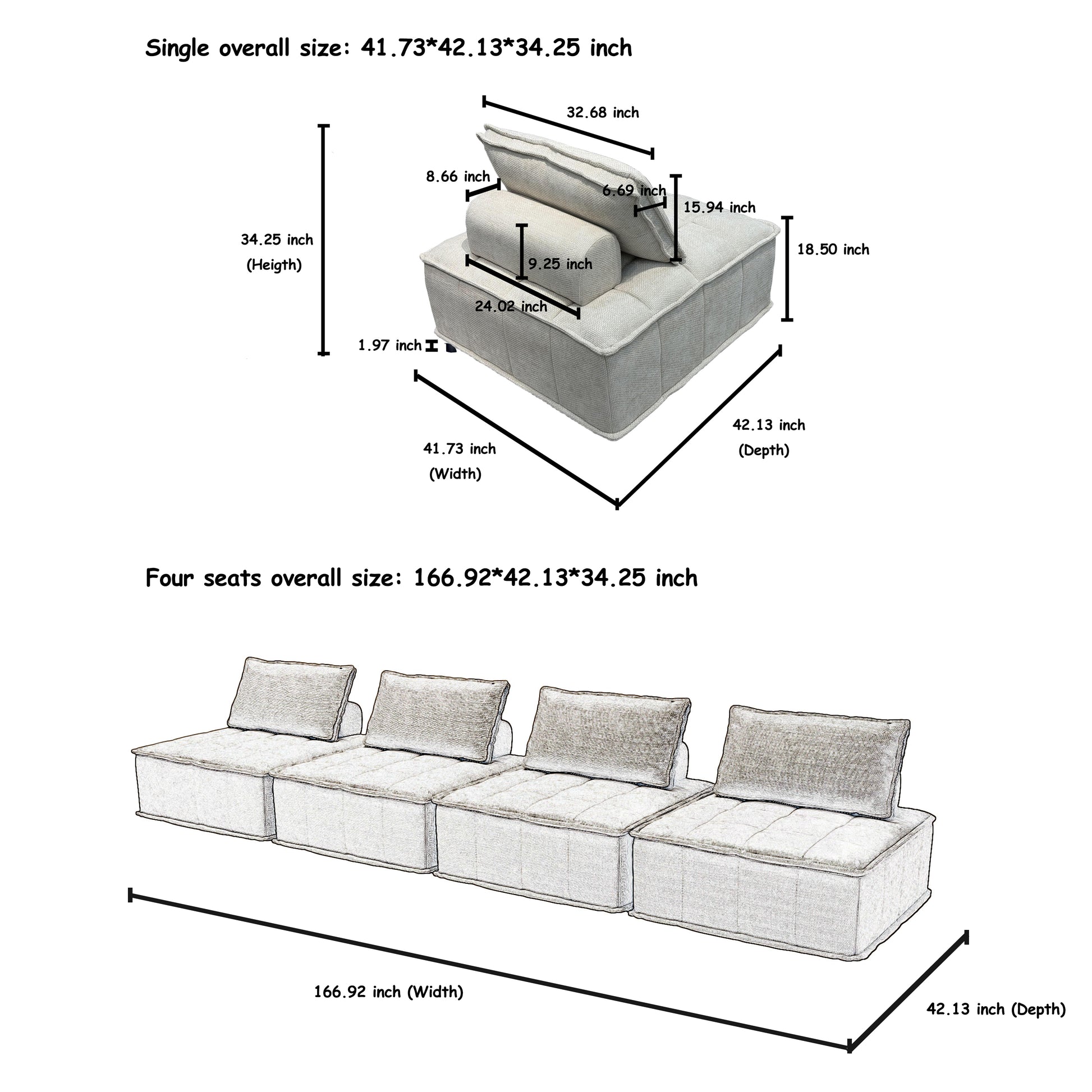 6 Piece Oversized Modular Sofa, Customizable Layout For Living Room, Entertainment Rooms, And Open Spaces, Moveable Cushions And Sleek Design Beige Color Beige Chenille 6 Seat