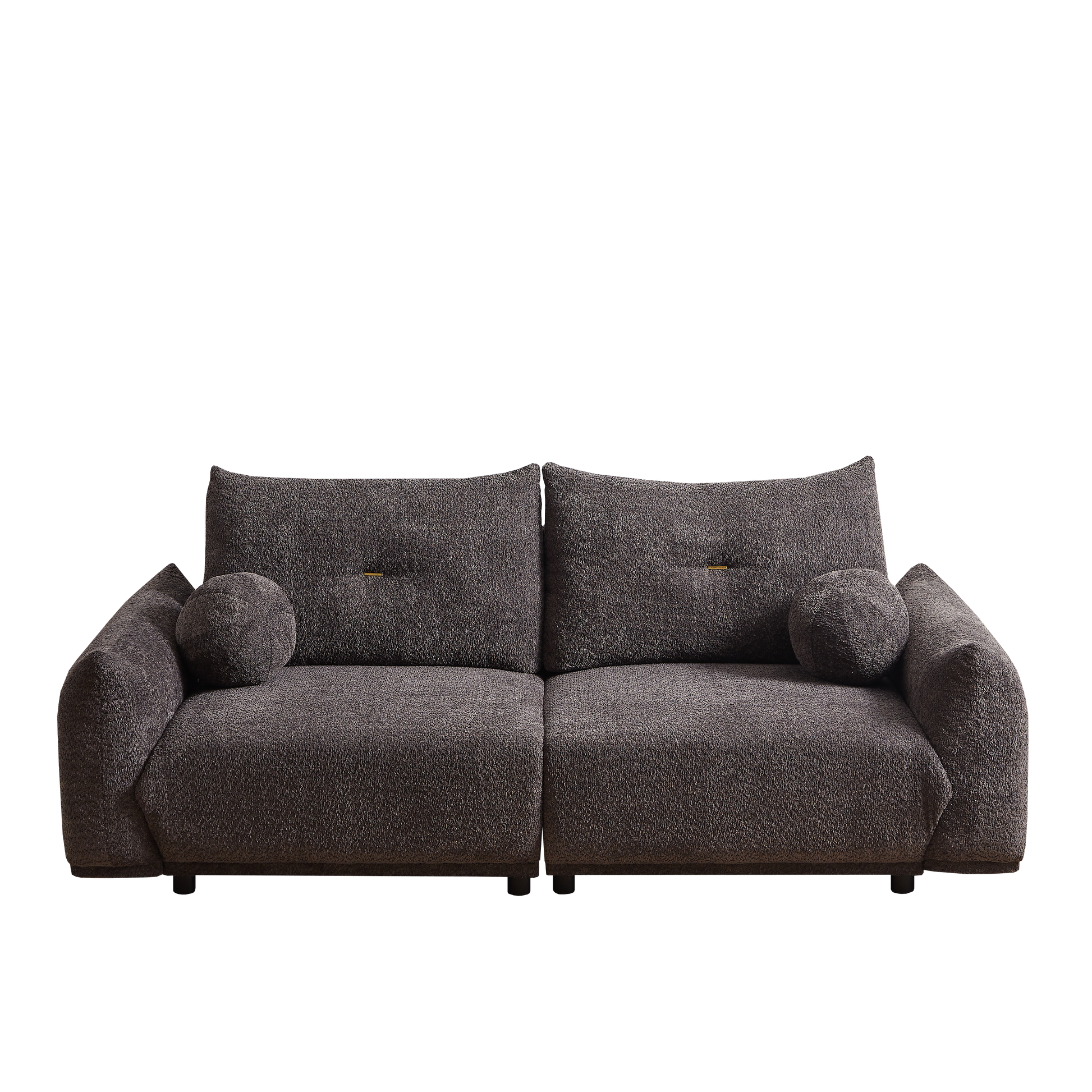 Lamb'S Wool 2 Seater Cushion Sofa 90'' Comfortable Sofa For Living Room Bedroom And Other Casual Spaces Lamb'S Wool Sofa With 2 Cushions And 2 Ball Pillows. Gray Gray Foam Fabric 2 Seat