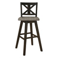 Pub Height Chairs Set Of 2, Distressed Gray And Black 360 Degree Swivel Chair Solid Rubberwood Furniture, X Back Bar Chairs Black Gray Dining Room Rustic Cross Back Solid Wood