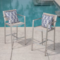 Aluminium Bar Stool With Outdoor Mesh Silver Aluminium