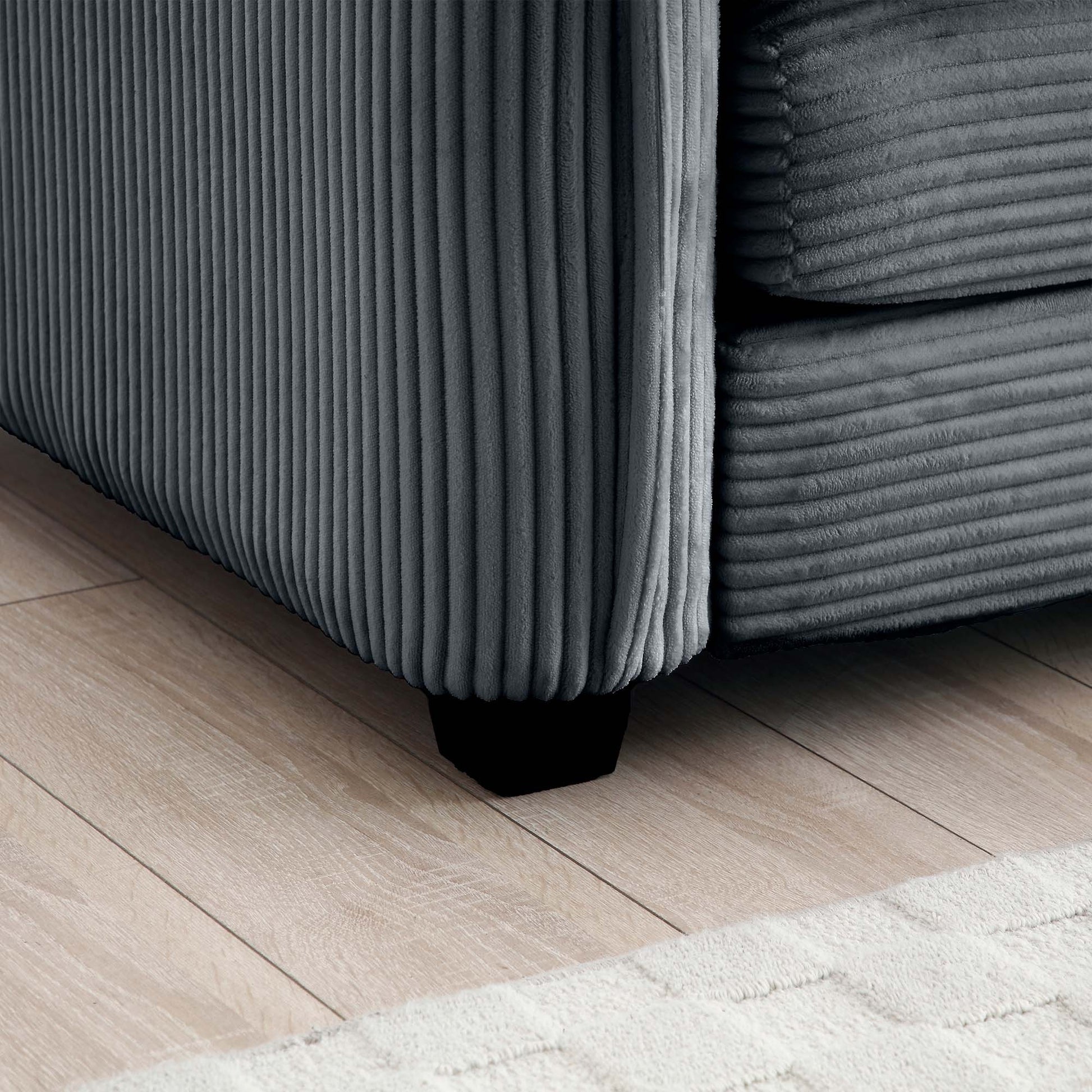 3 Piece Comfortable Oversized Sectional Sofa, One Single Sofa And One 2 Seater Sofa And One 3 Seater Sofa ,Grey Corduroy Deep Seat Sofa Grey Corduroy 6 Seat