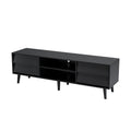 63 Inch Tv Stand Features Vintage Style And Bevel Design, Tv Stand With Drawers, Entertainment Center For Living Room Bedroom, Tv Media Console Black 60 69 Inches Mdf