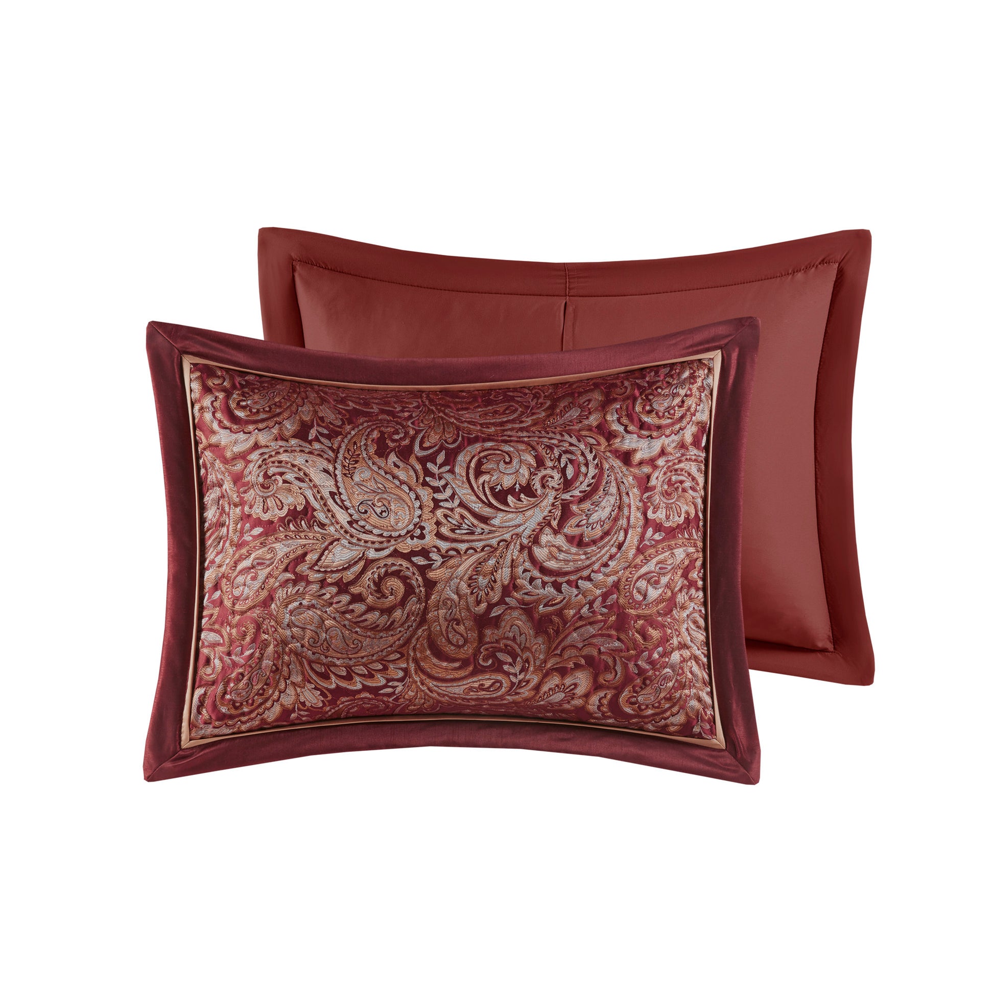 5 Piece Jacquard Bedspread Set With Throw Pillows Burdy Queen Queen Burgundy Cotton