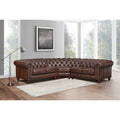 Alton Bay Leather Symmetrical Sectional Brown Genuine Leather Wood Primary Living Space Medium Firm Tufted Back Mid Century Modern L Shaped Eucalyptus Rolled Arms Down Filling Leather 5 Seat