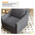 360 Degree Swivel Armchair Cotton Linen Skin Friendly Fabric Ergonomic Design Brass Nail Decorative Armchair Living Room Chairs Bedroom Chairs Living Room Chairs Black Legs Suitable For Indoor Homes Black Gray Modern Foam Cotton Linen