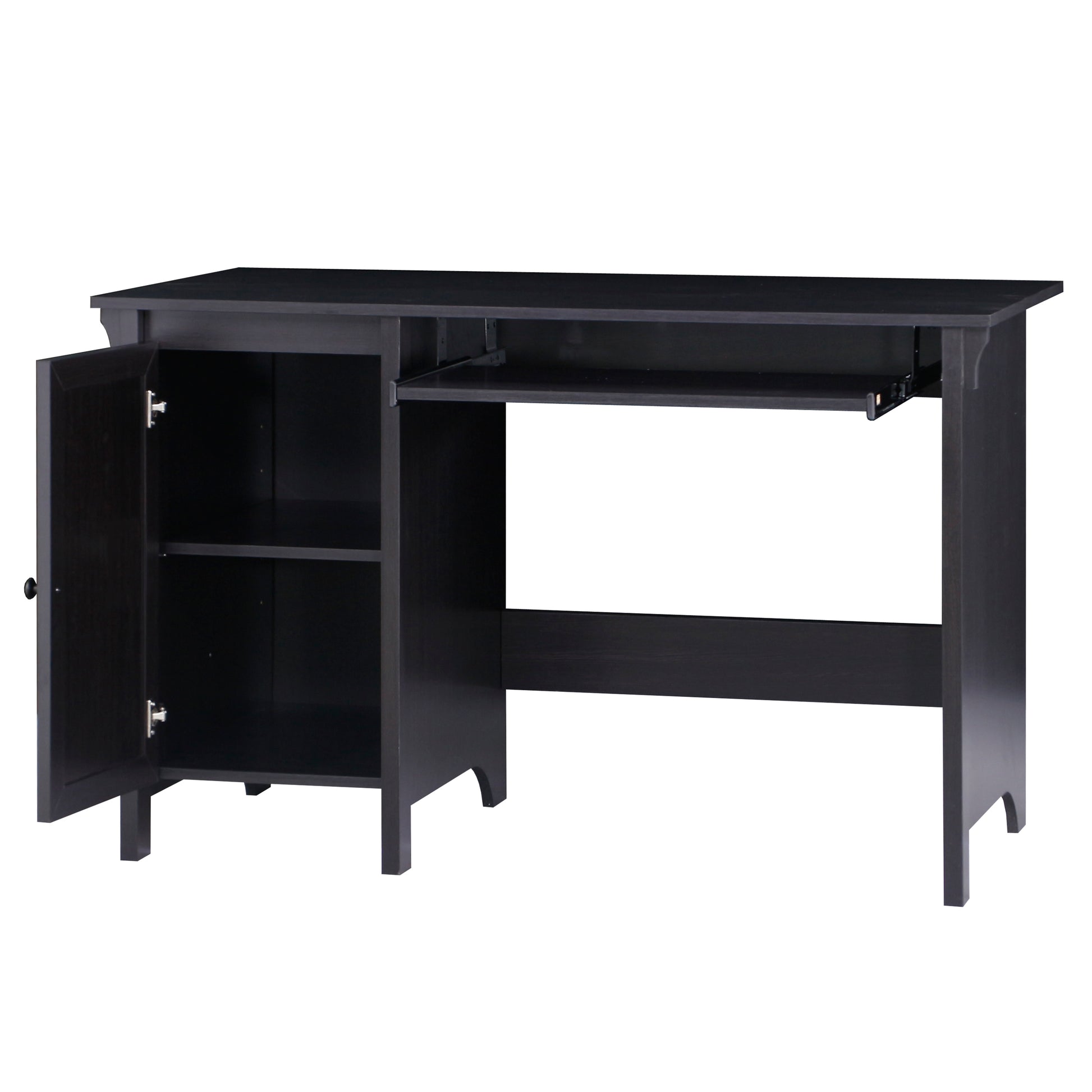 47" Writing Desk "Chic Espresso Writing Desk With Keyboard Tray And Enclosed Adjustable Shelf Cabinet Home Office And Study" Espresso Solid Wood