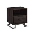 Contemporary Metal And Wood 1 Drawer Nightstand Charcoal Charcoal Grey Mdf Mdf