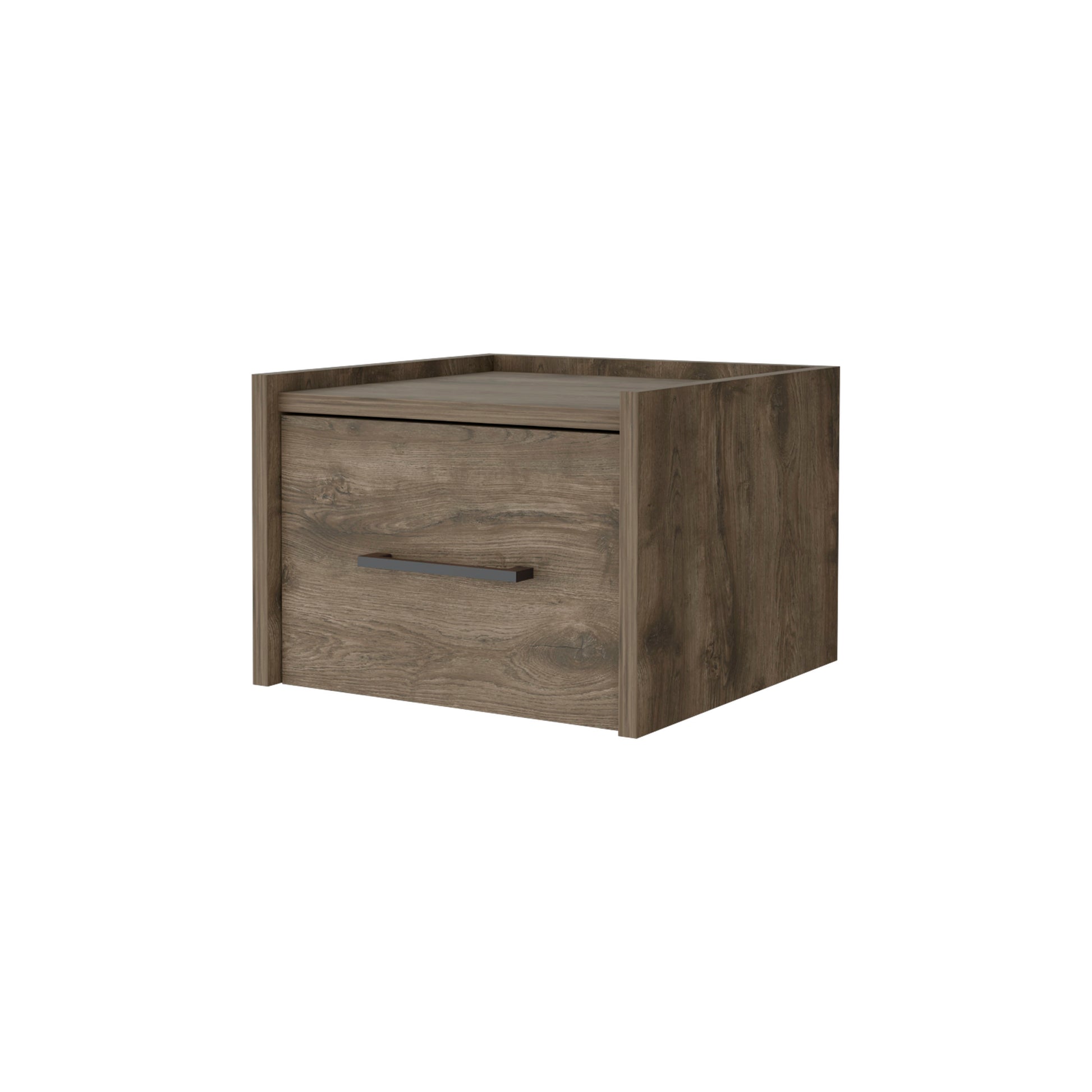 Elfrida Wall Mounted Nightstand, Sleek Single Drawer Design With Spacious Top Shelf Dark Brown Particle Board Engineered Wood