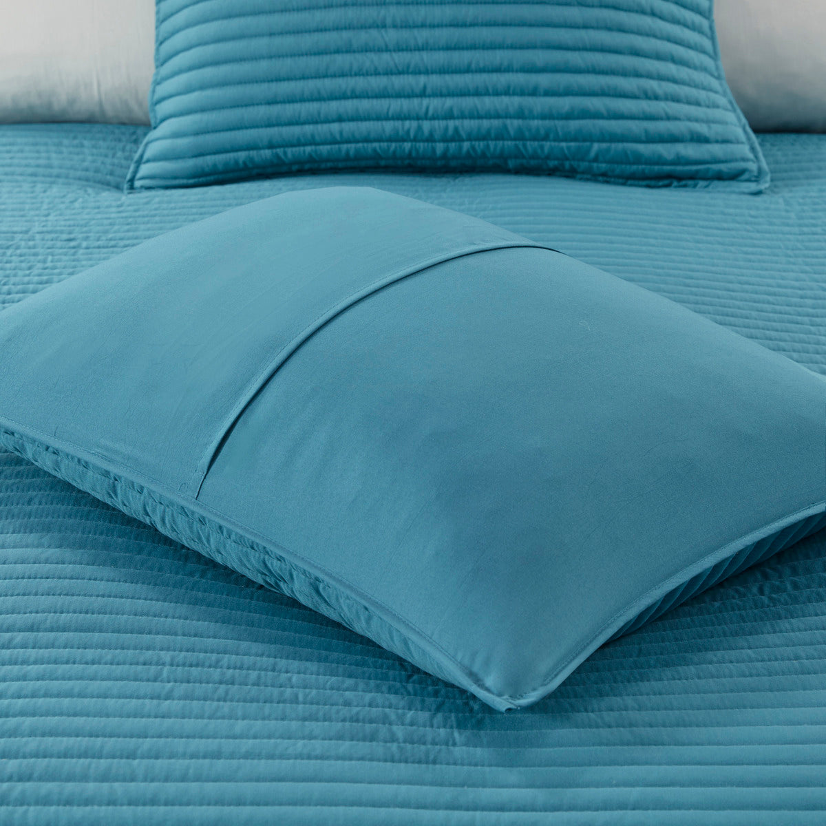 8 Piece Printed Seersucker Comforter And Quilt Set Collection Aqua Full Queen Full Aqua Polyester