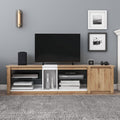 Moderntv Stand For Tvs Up To 80''Media Console With Multi Functional Storage, Entertainment Center With Led Light, Tv Cabinet For Living Room,Bedroom White Natural 70 79 Inches 70 79 Inches 70 Inches Particle Board