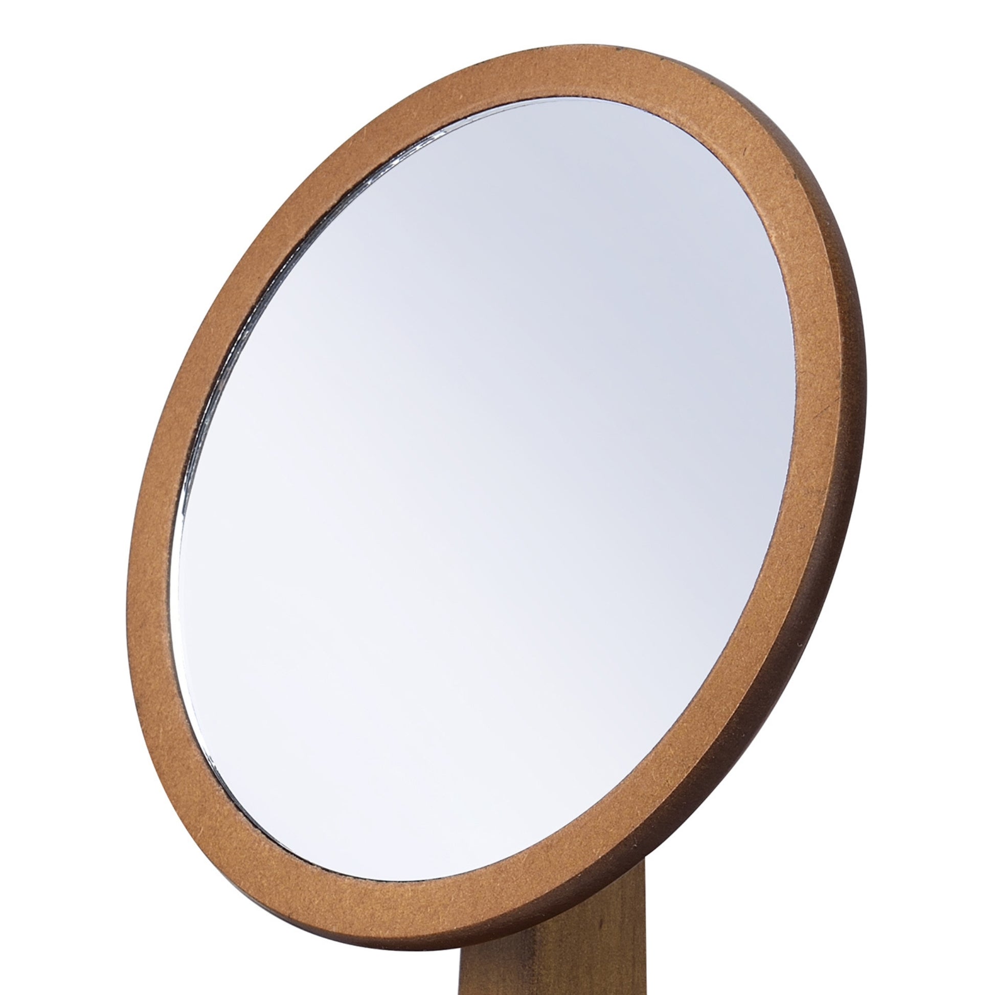 9.5" Tall Polyresin And Wood Make Up Mirror On A Pedestal, Walnut Finish Multicolor Wood