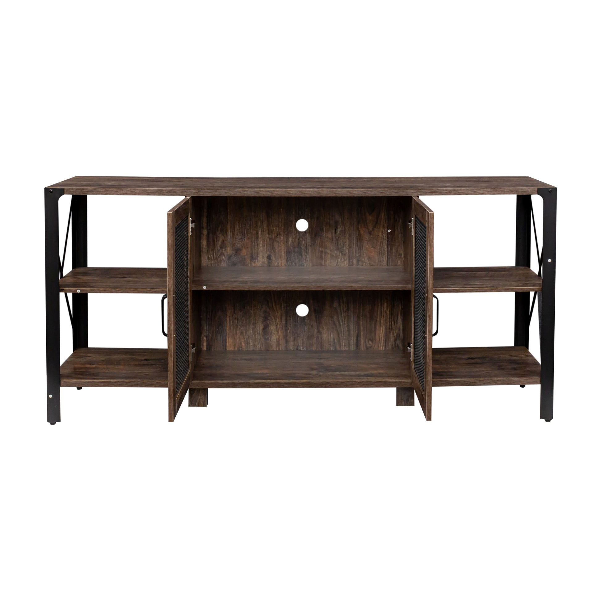 Tv Stands For Living Room, Industrial Tv Stand For Bedroom Furniture, Farmhouse Tv Stand 80 Inch Television Standmodern Horizontal Wood And Metal Open Bookshelf Espresso 70 79 Inches Particle Board Mdf