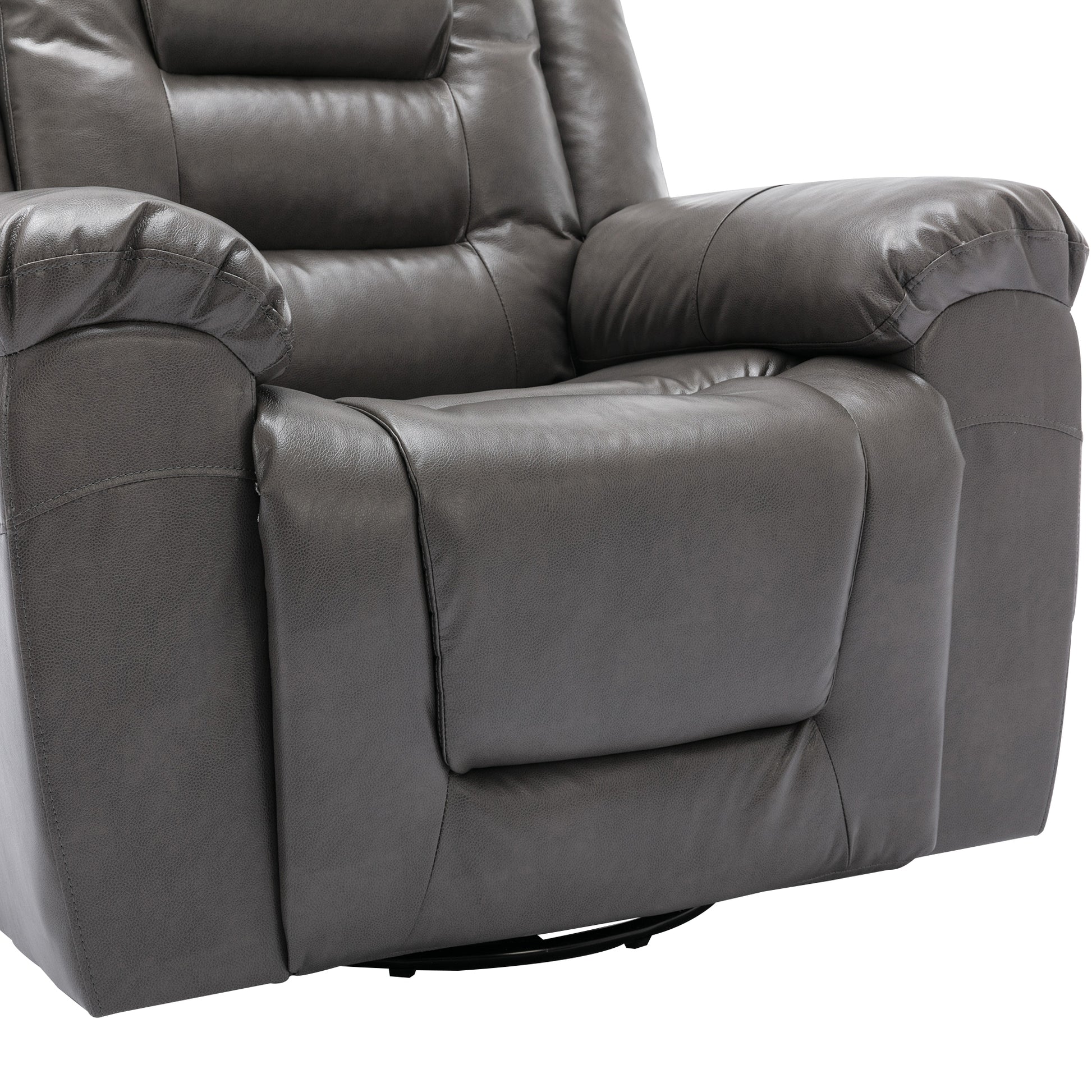 Home Theater Recliner Set Manual Recliner Chair With Wide Armrest, Two Built In Cup Holders For Living Room,Bedroom, Grey Grey Foam Pu