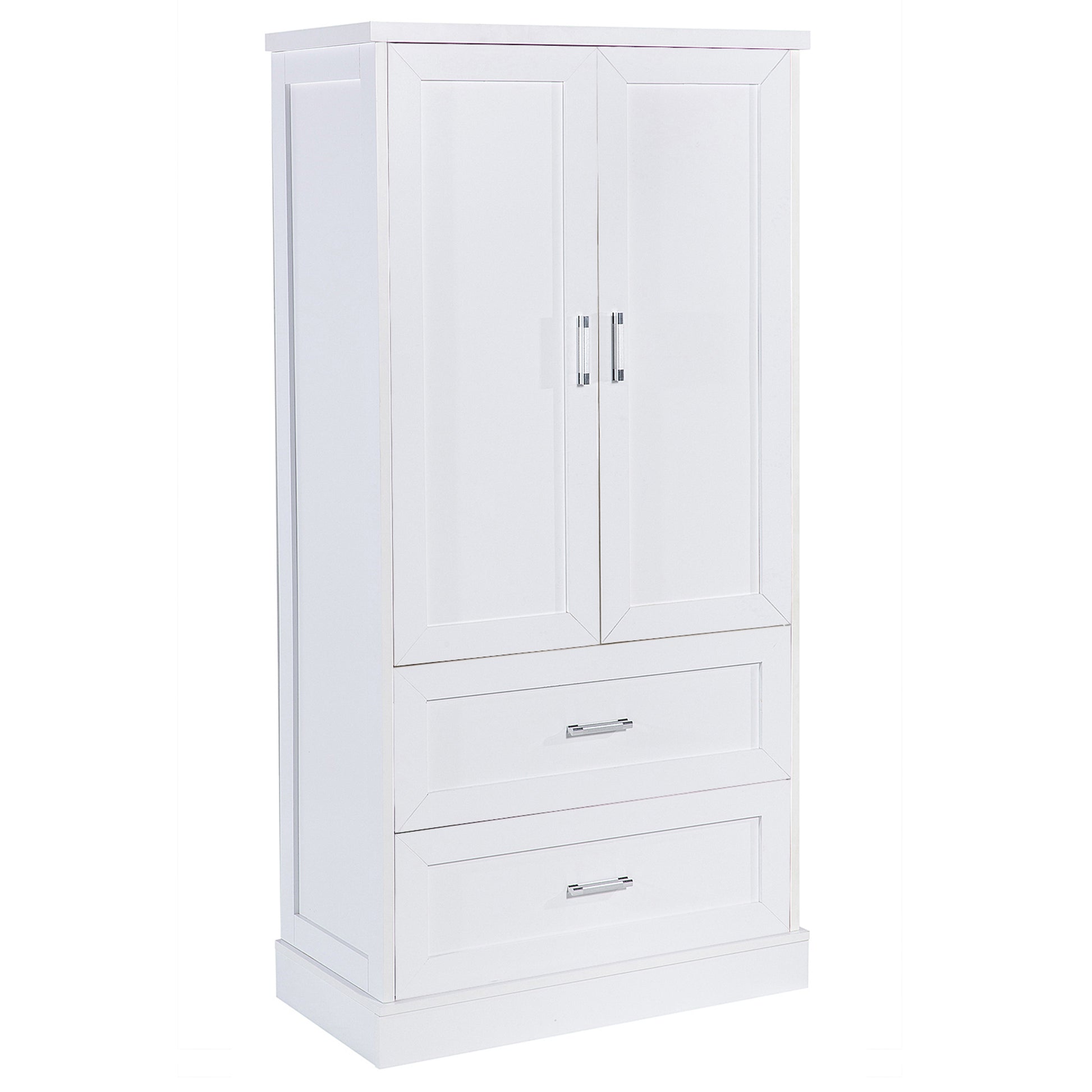 Tall Bathroom Storage Cabinet, Cabinet With Two Doors And Drawers, Adjustable Shelf, Mdf Board, White White Mdf