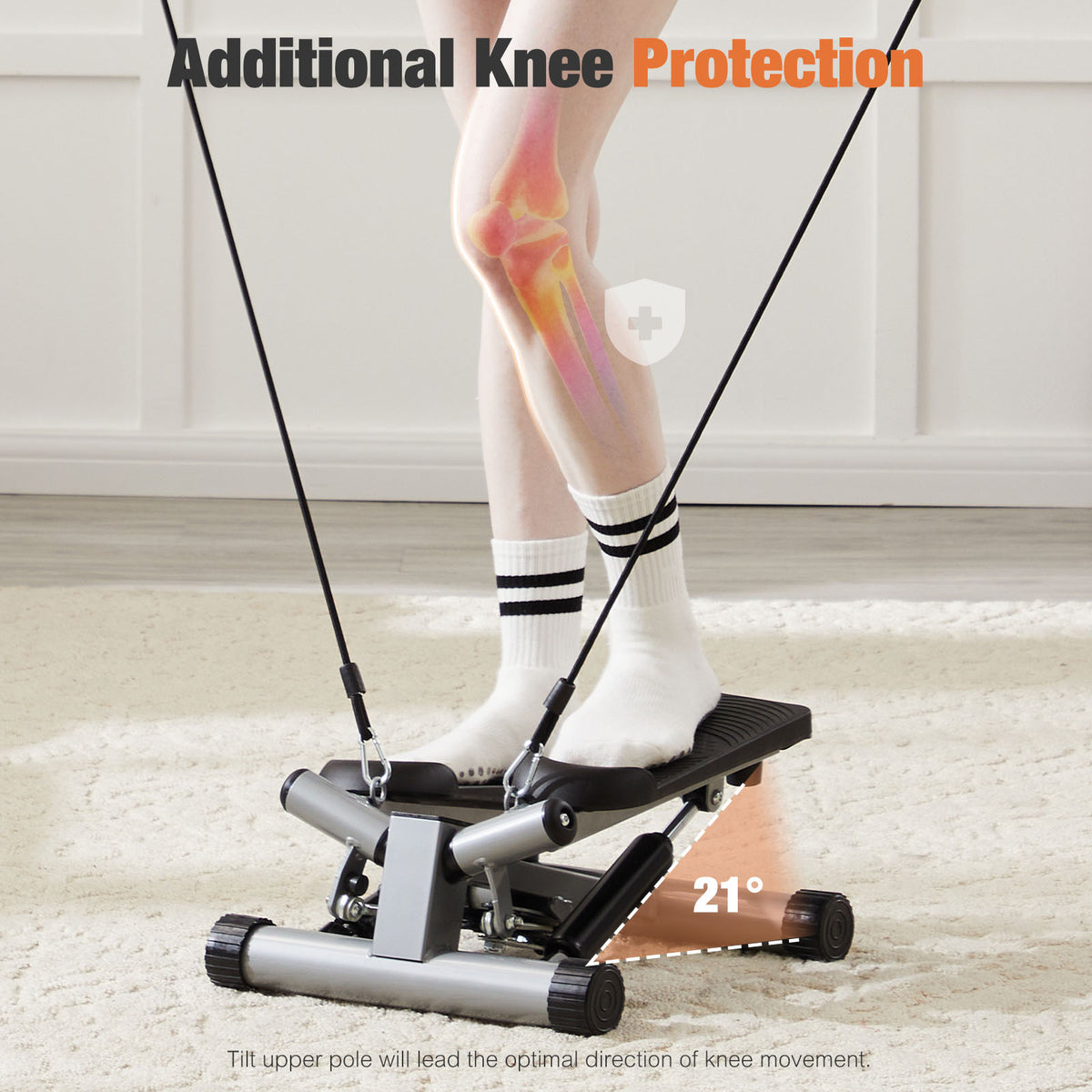 Grey Stepper Mini Stepper With Resistance Bands, Twist Stair Steppers For Exercise