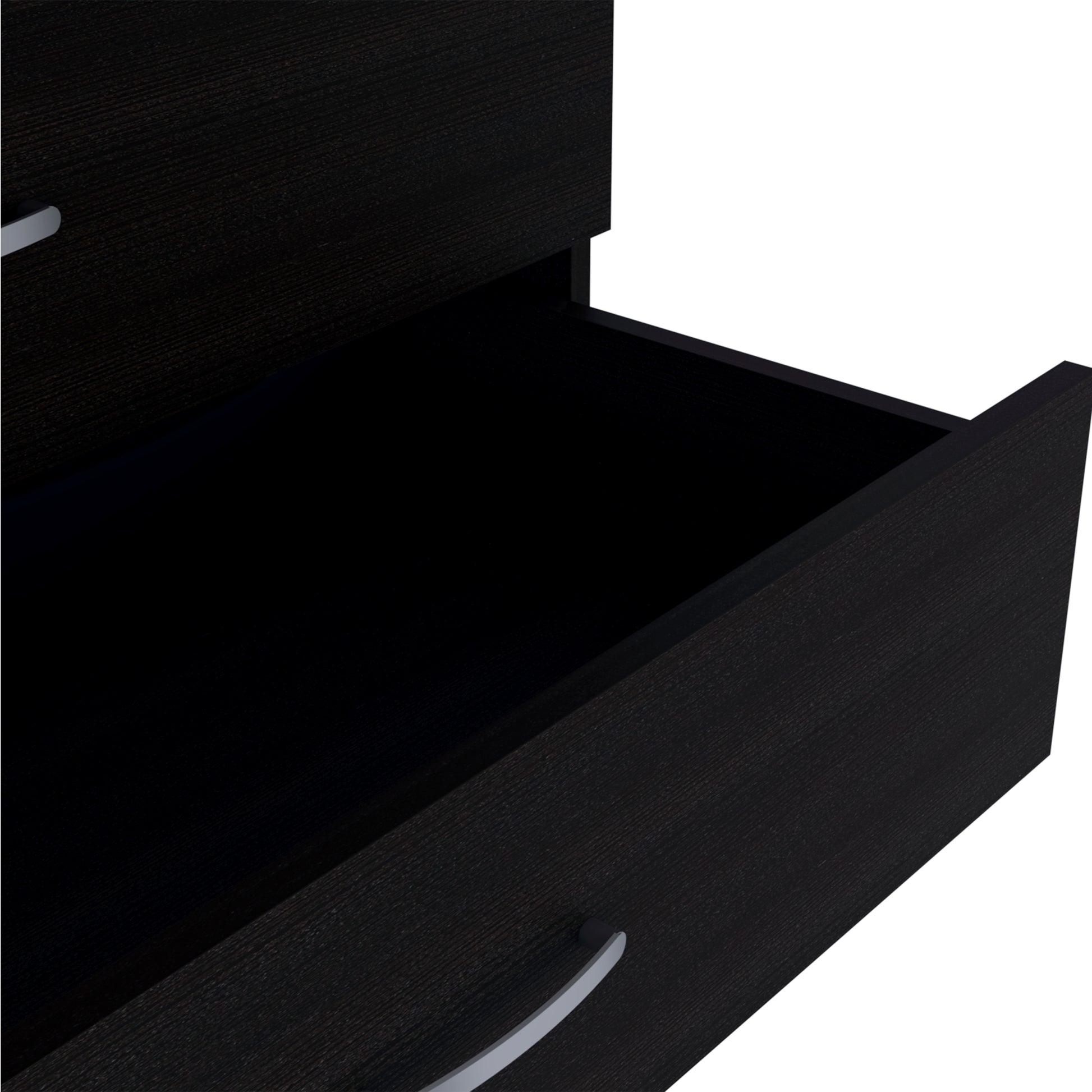 Cambridge Three Drawers Dresser Black Bedroom Modern Pine Melamine Engineered Wood