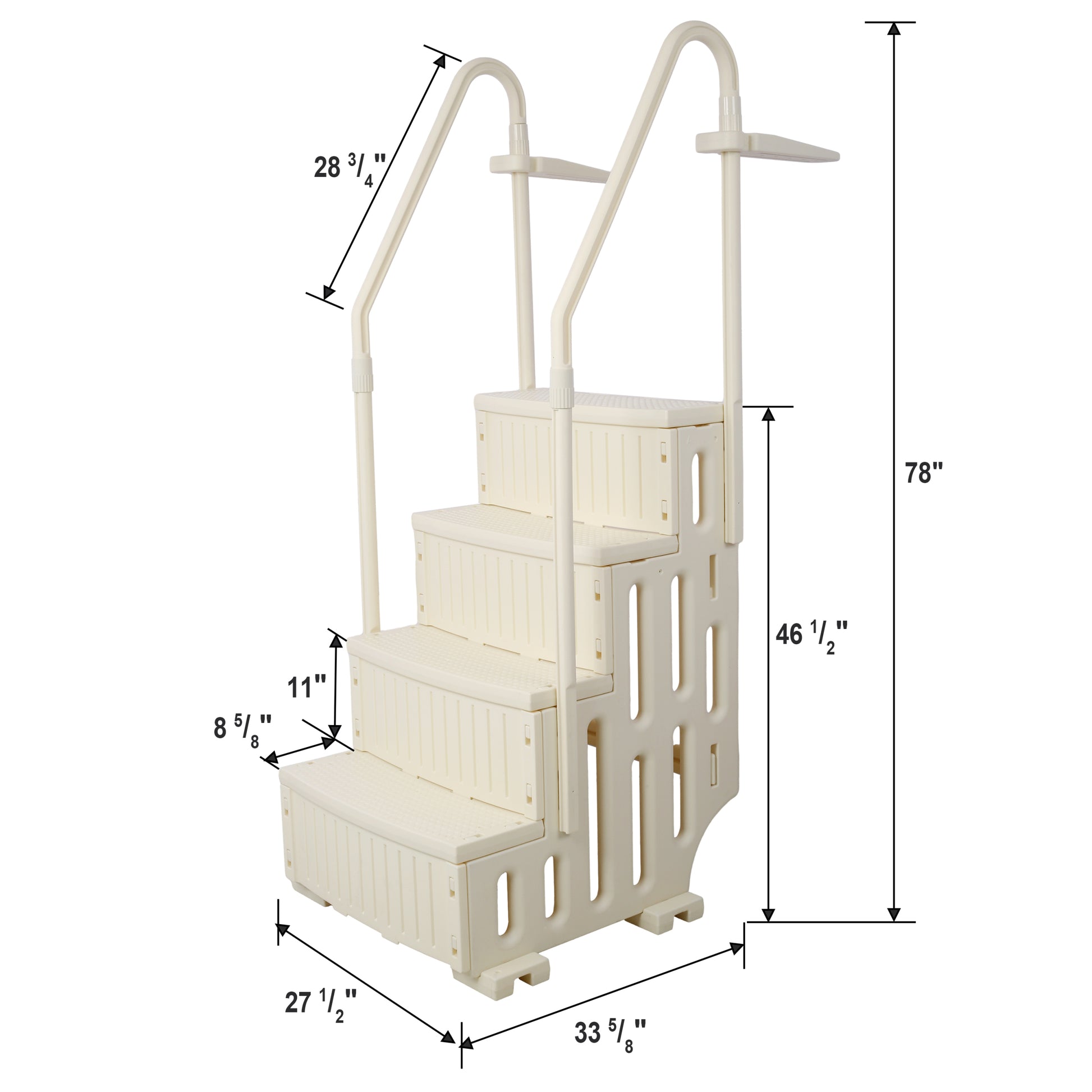 Pool Ladder Heavy Duty 4 Safety Step For Above Ground Pools Stair Entry System With Handrails 400Lbs White Polypropylene