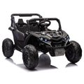 24V Two Seater Kids Ride On Utv W Parents Remote Control,Four Wheel Suspension,Slow Start,Large Wheel Design,Anti Collision Bar,Storage Space,Music,Usb,Bluetooth,Volume Control,Led Lights For Kids 3 . Black 100 149 Lbs Polypropylene