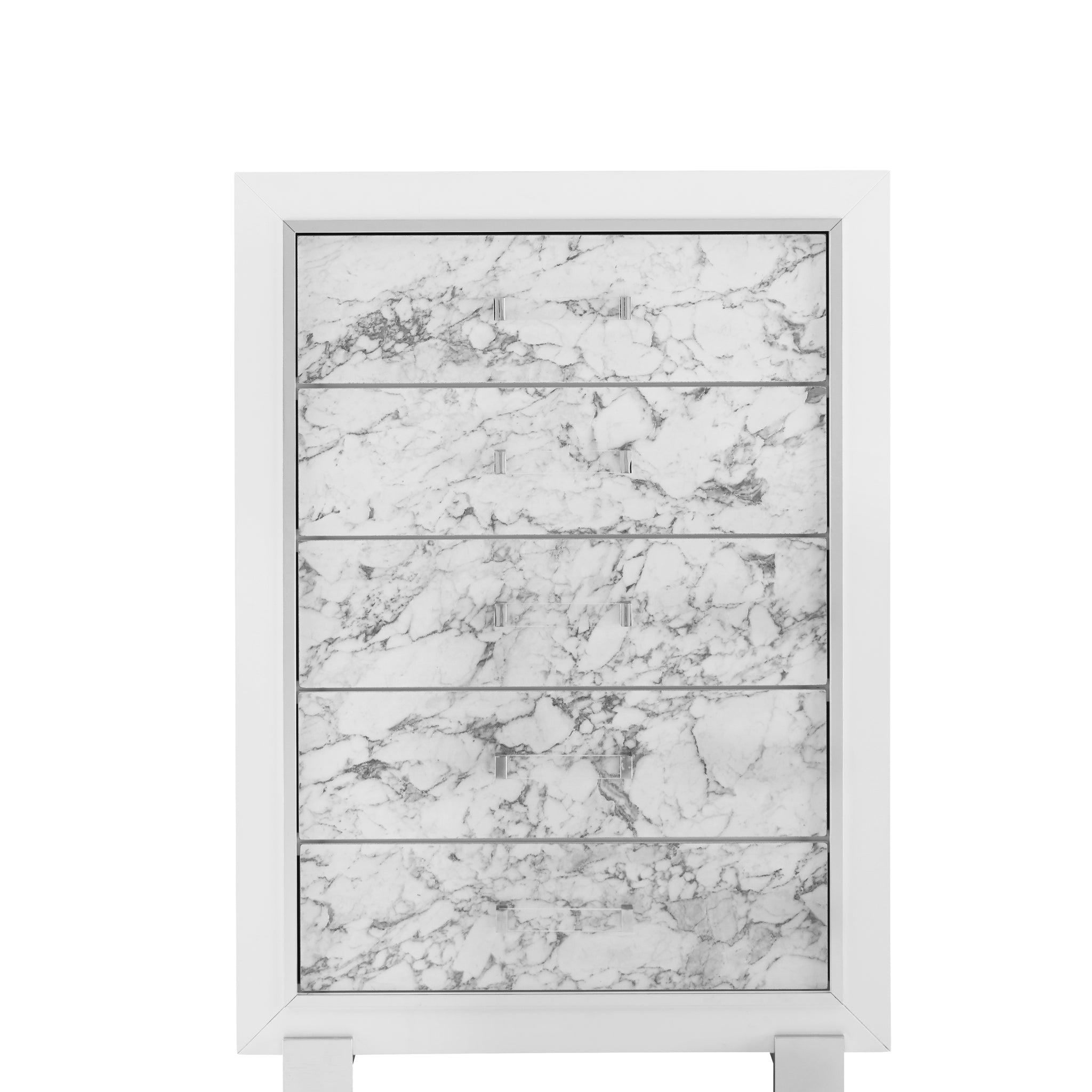 Skye Marble White Chest White Solid Wood Mdf